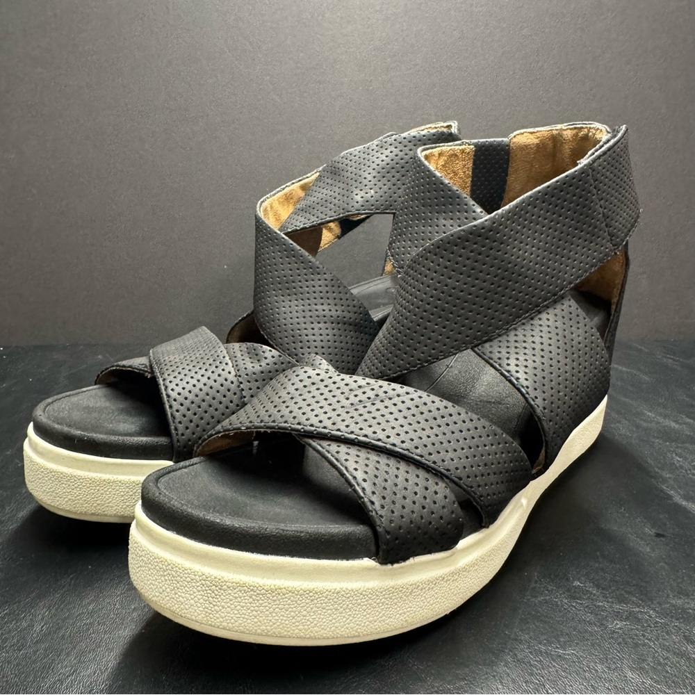 Dr. Scholl’s Sheena platform wedge strappy sandal black women’s shoe size 7 Med - Picture 9 of 14